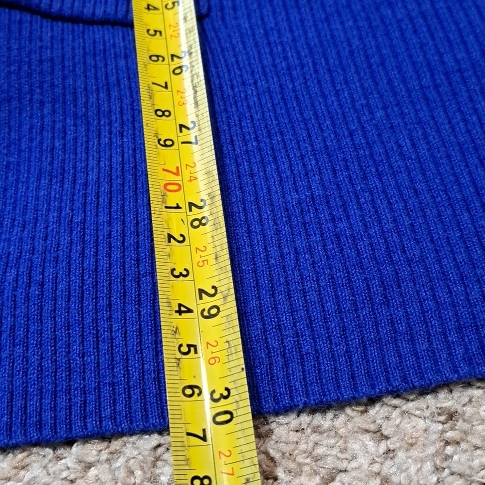 Ab Studio Ribbed Blue Form Fitted Stretch Sweater With Pockets View 6